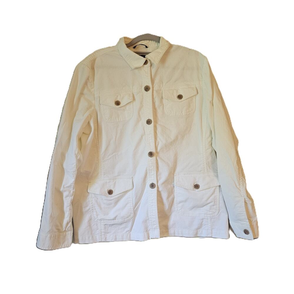 Lands End Womens Button Front Jacket Light Corduroy 4 Pocket Front Sz 18